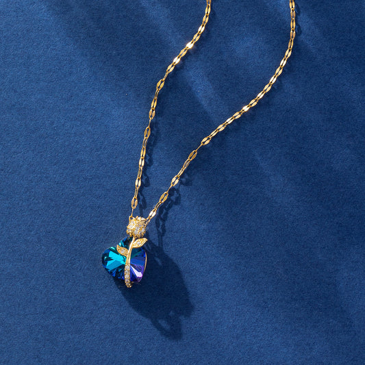 Elegant Sapphire Heart Gold Necklace