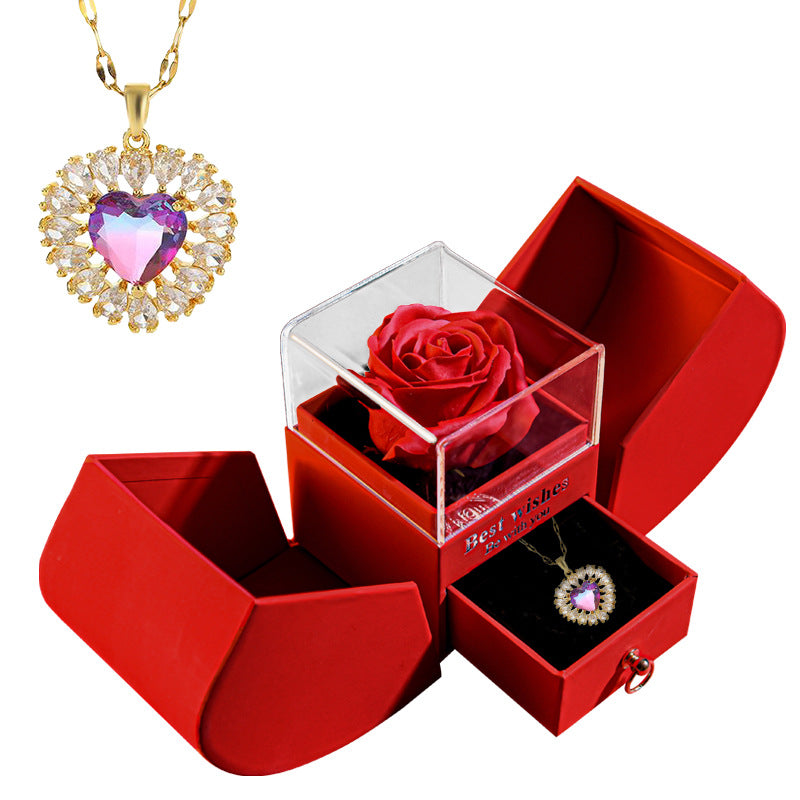 Lover Box With Infinite Rose And Necklace Set