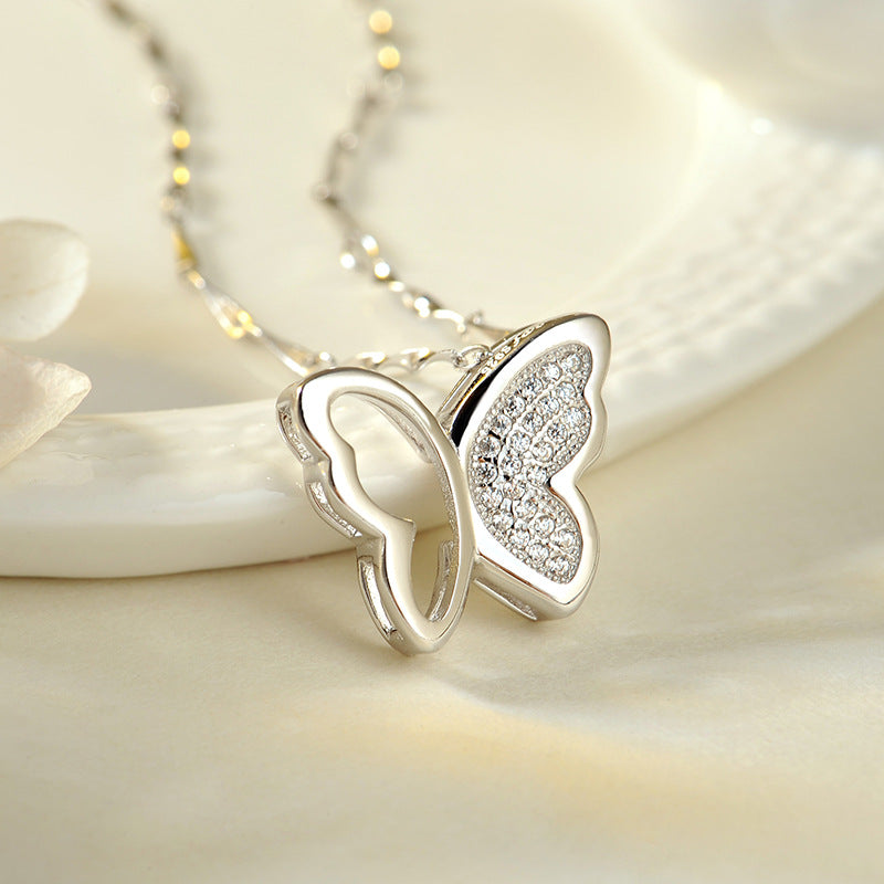 Fancy Silver Butterfly Necklace