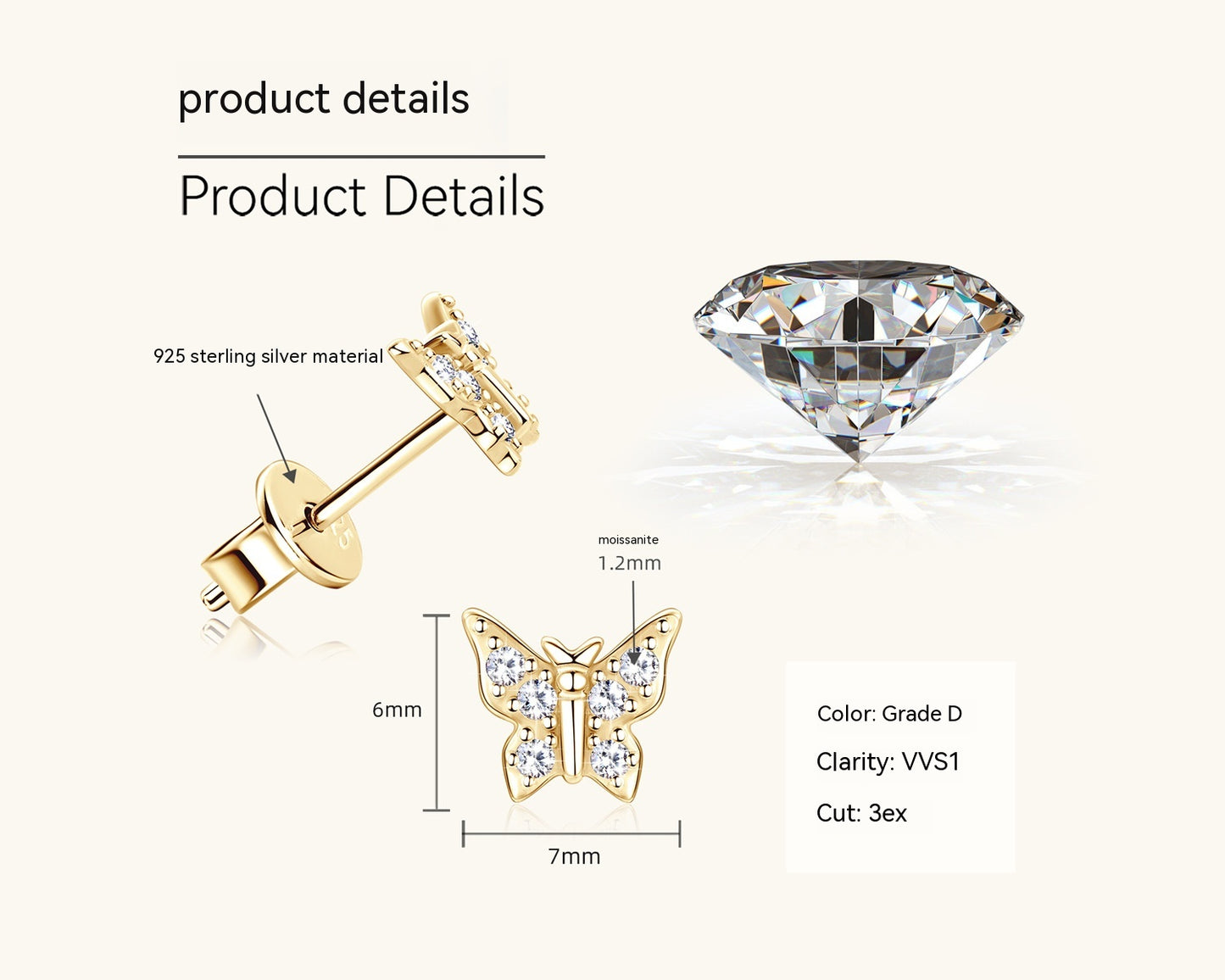 Elegante Diamant-Schmetterlingsohrringe