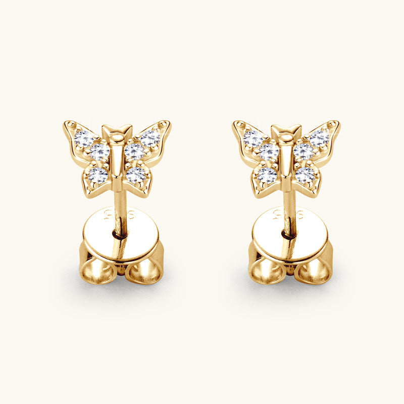 Boucles d'oreilles papillon élégantes en diamant